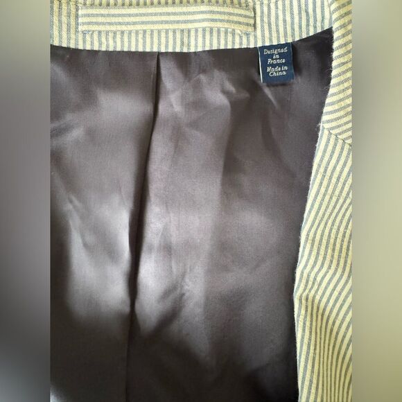 Faconnable Blue White Striped Seersucker Cotton Sport Coat Blazer 56L Preppy - Picture 11 of 12